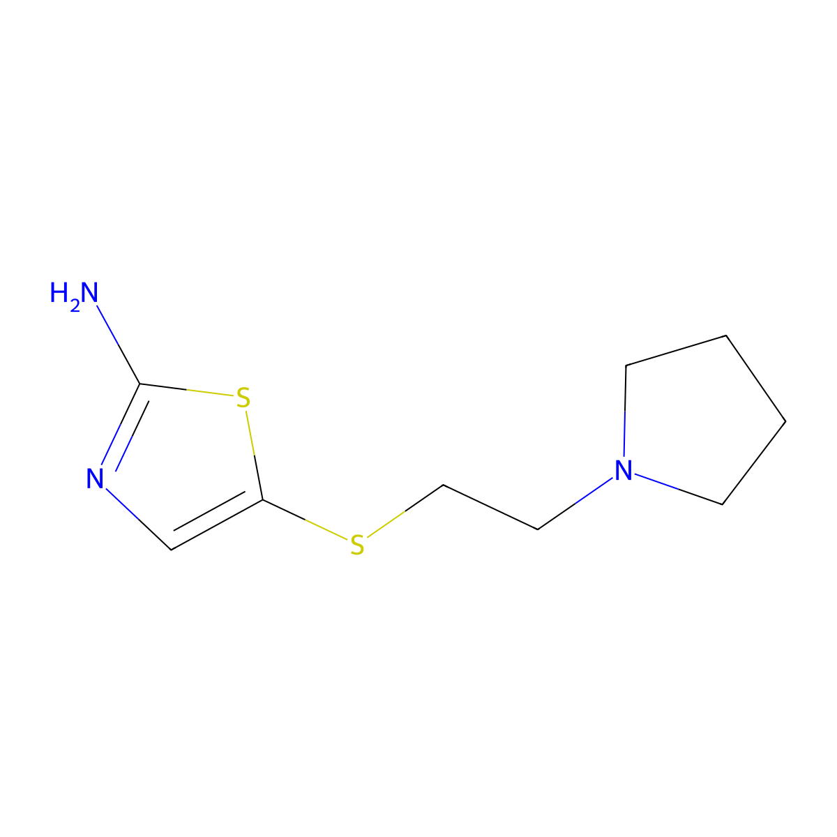 5-(2-(Pyrrolidin-1-yl)ethylthio)thiazol-2-amine molecular structure, CAS 1042777-99-0