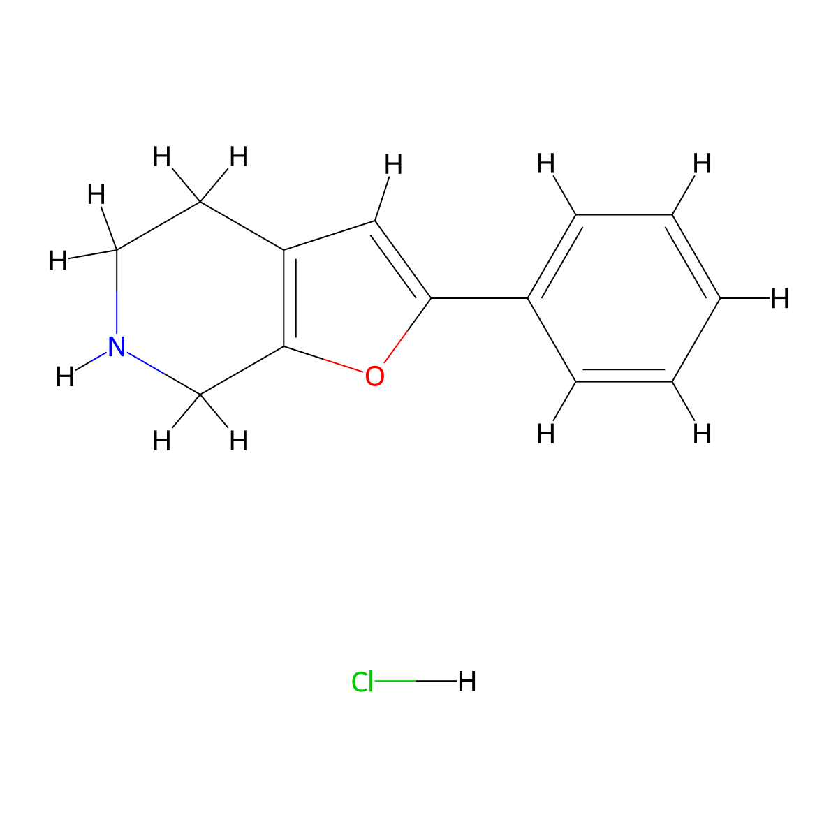 2-phenyl-4H,5H,6H,7H-furo[2,3-c]pyridine hydrochloride molecular structure, CAS 104278-45-7