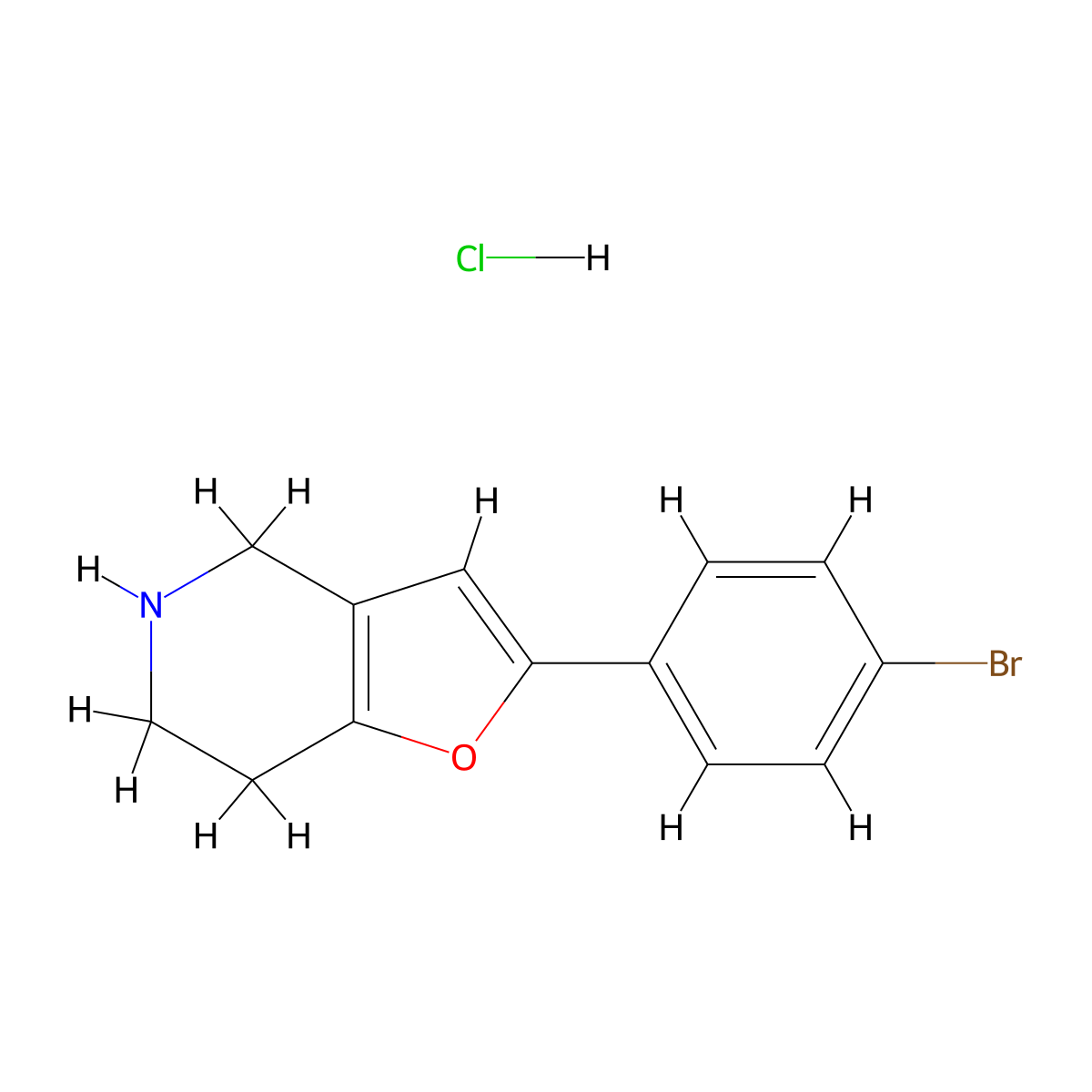 2-(4-Bromophenyl)-4,5,6,7-tetrahydrofuro[3,2-c]pyridine hydrochloride molecular structure, CAS 104278-48-0