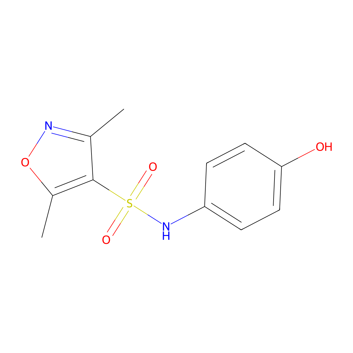 [(3,5-Dimethylisoxazol-4-yl)sulfonyl](4-hydroxyphenyl)amine molecular structure, CAS 1042783-93-6