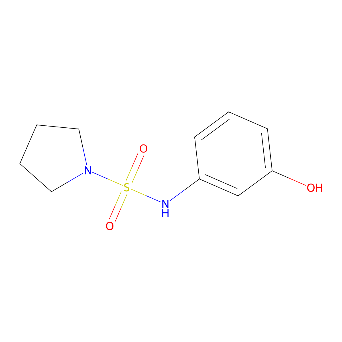N-(3-hydroxyphenyl)pyrrolidine-1-sulfonamide molecular structure, CAS 1042784-00-8
