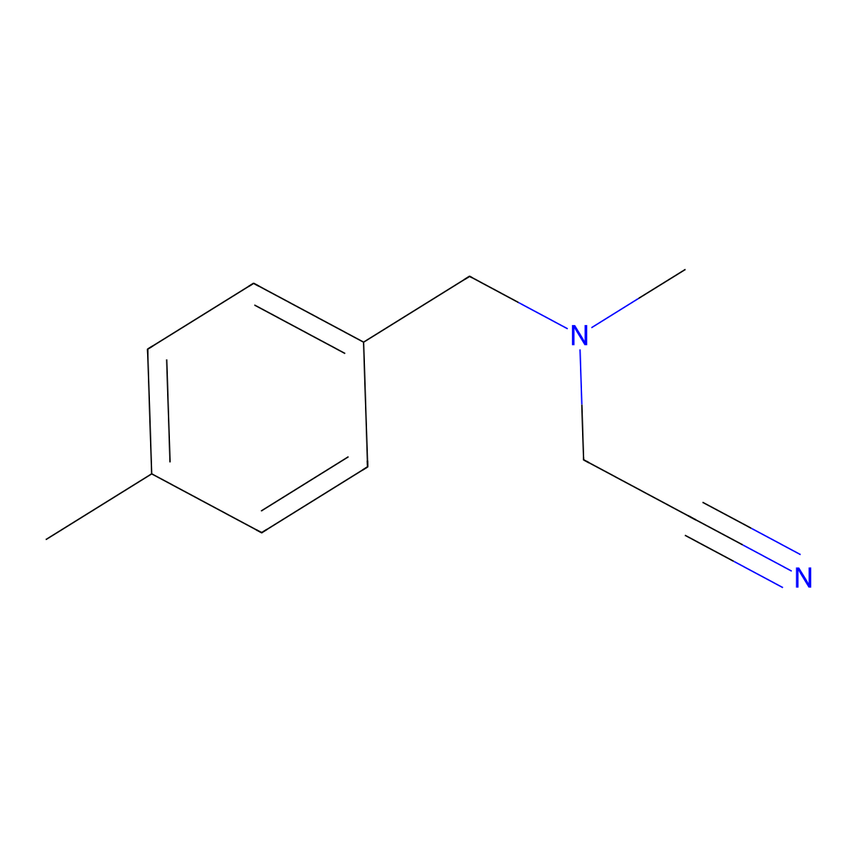 {Methyl[(4-methylphenyl)methyl]amino}acetonitrile molecular structure, CAS 1042784-01-9