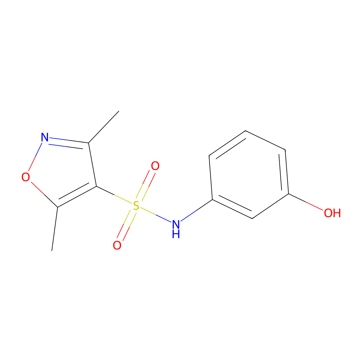 N-(3-hydroxyphenyl)-3,5-dimethyl-1,2-oxazole-4-sulfonamide molecular structure, CAS 1042784-21-3