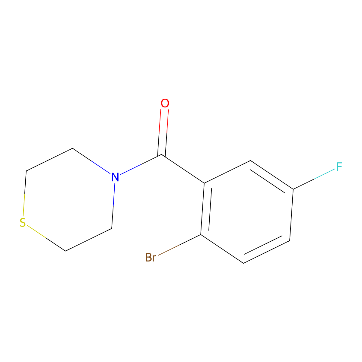 (2-Bromo-5-fluorophenyl)(thiomorpholino)methanone molecular structure, CAS 1042786-28-6