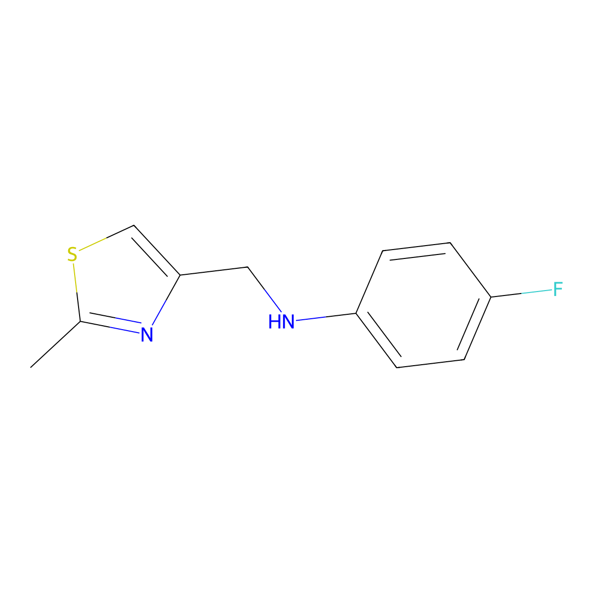 4-fluoro-N-[(2-methyl-1,3-thiazol-4-yl)methyl]aniline molecular structure, CAS 1042790-42-0