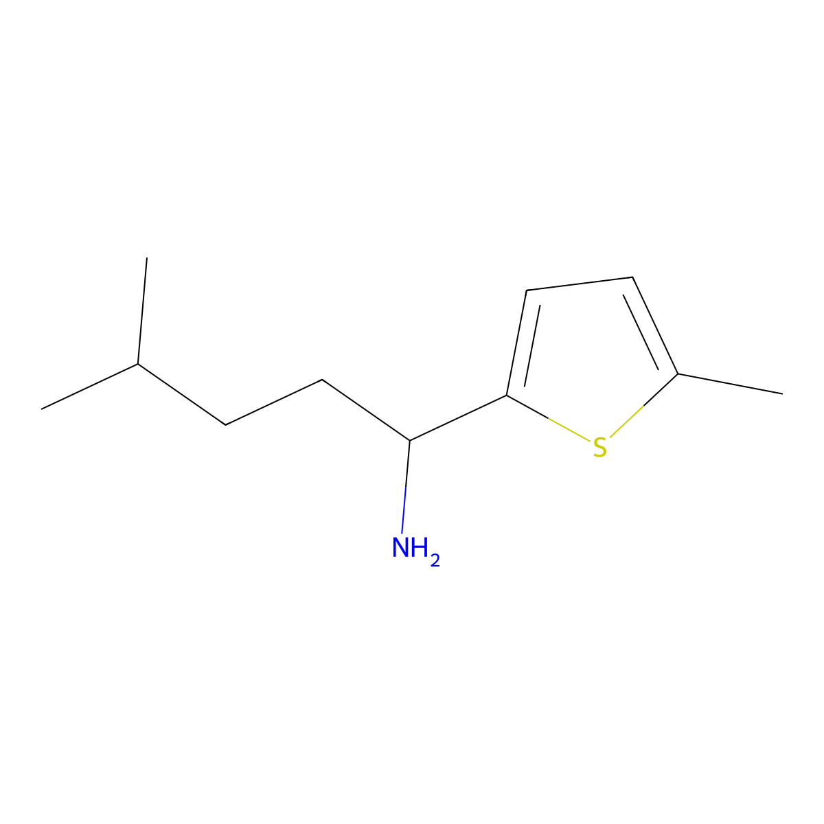 4-Methyl-1-(5-methylthiophen-2-yl)pentan-1-amine molecular structure, CAS 1042791-47-8