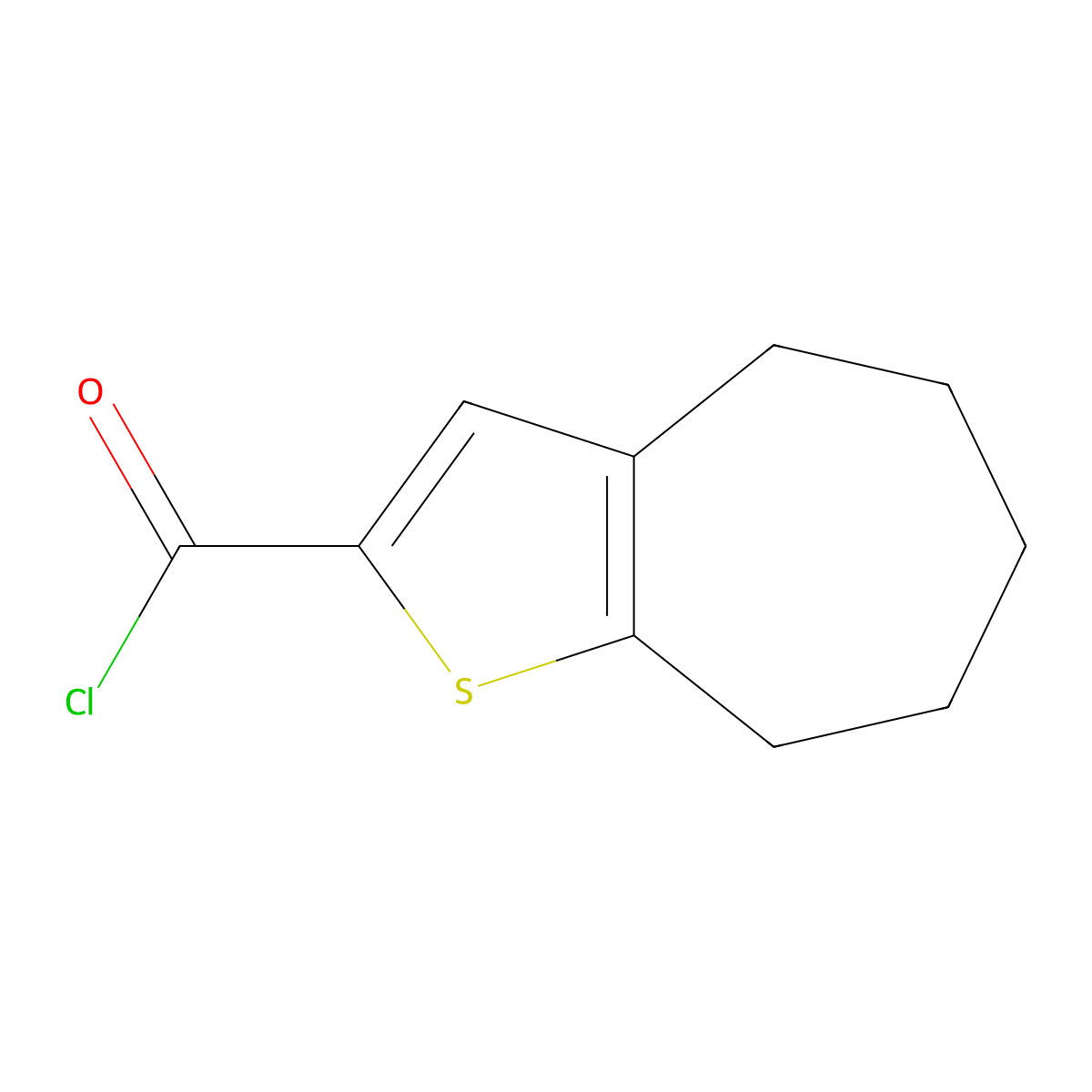 5,6,7,8-tetrahydro-4H-cyclohepta[b]thiophene-2-carbonyl chloride molecular structure, CAS 1042793-22-5
