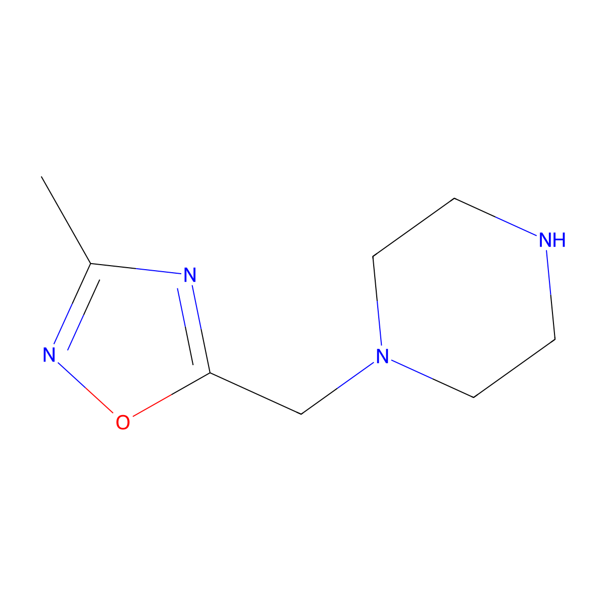 1-[(3-Methyl-1,2,4-oxadiazol-5-yl)methyl]piperazine molecular structure, CAS 1042795-94-7