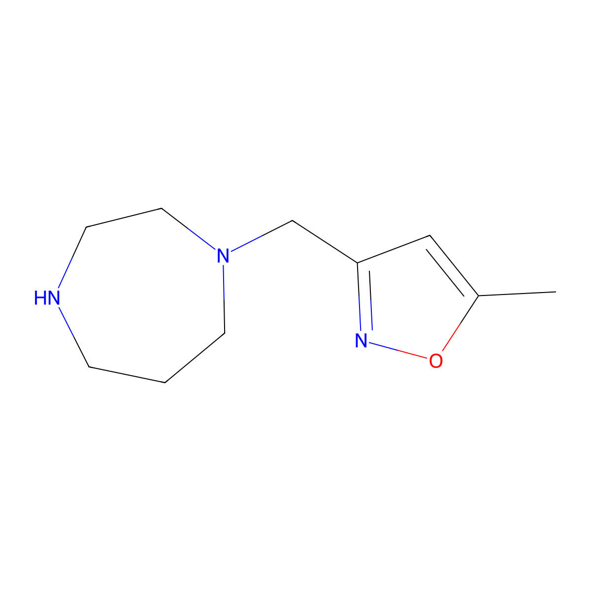 1-((5-Methyl-1,2-oxazol-3-yl)methyl)-1,4-diazepane molecular structure, CAS 1042796-00-8