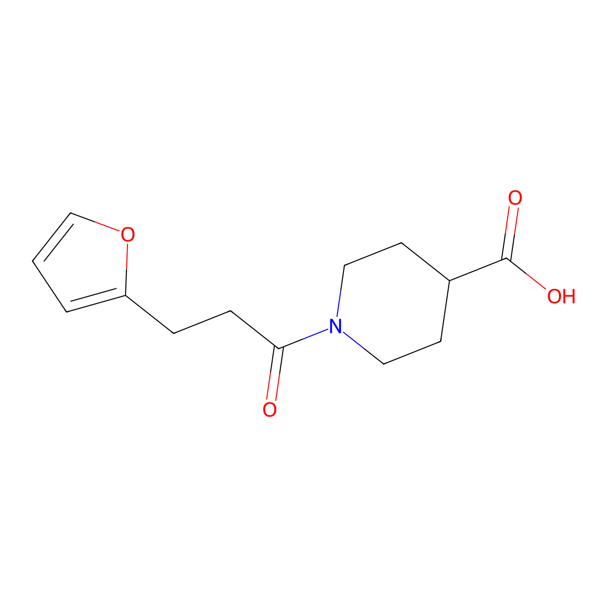1-[3-(Furan-2-yl)propanoyl]piperidine-4-carboxylic acid molecular structure, CAS 1042796-16-6