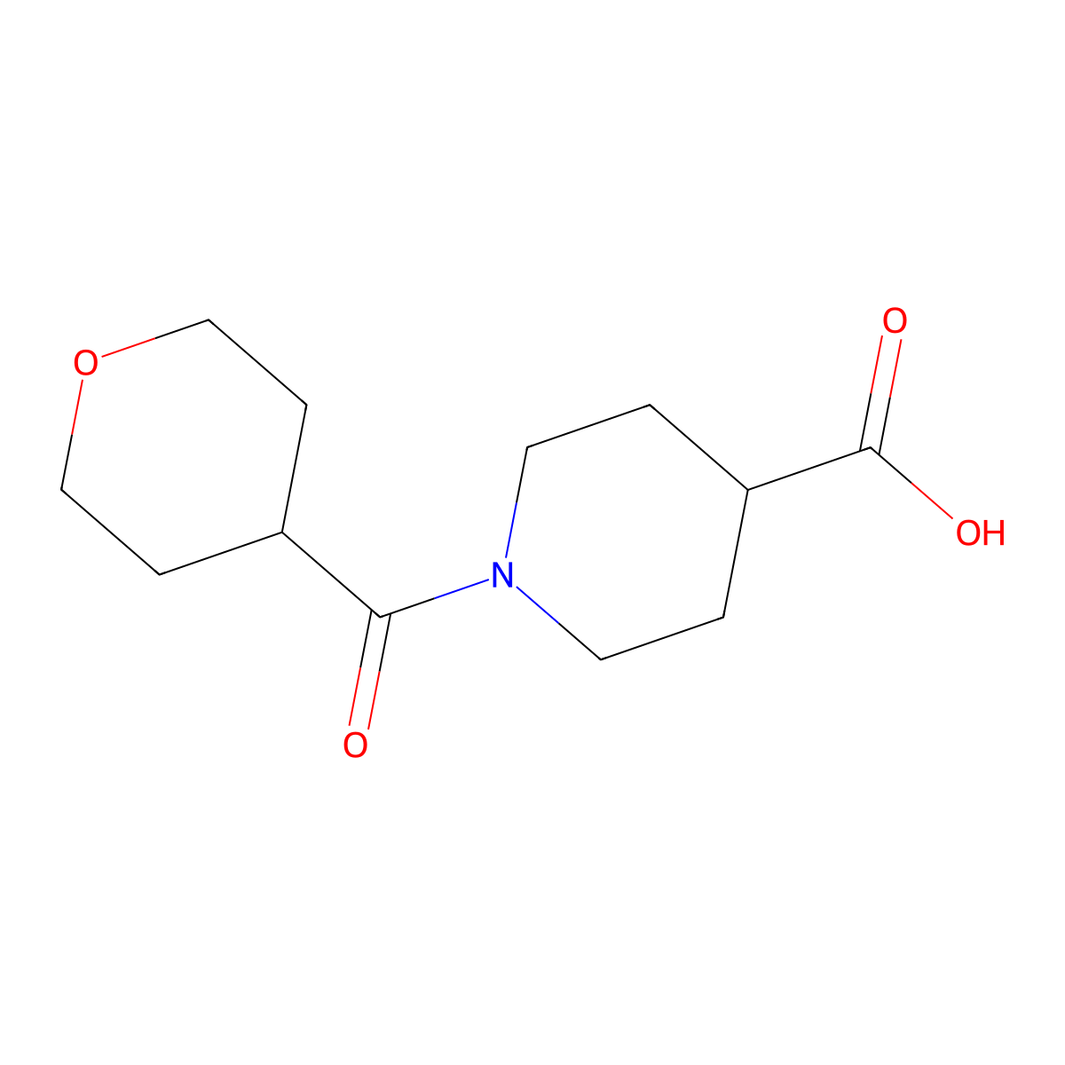 1-(Oxane-4-carbonyl)piperidine-4-carboxylic acid molecular structure, CAS 1042796-19-9