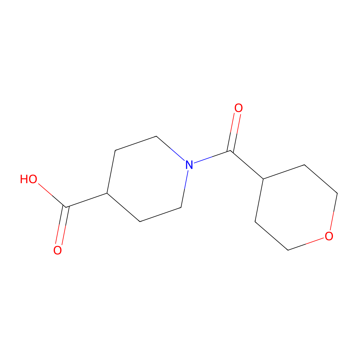 1-(Oxane-4-carbonyl)piperidine-4-carboxylic acid molecular structure, CAS 1042796-19-9