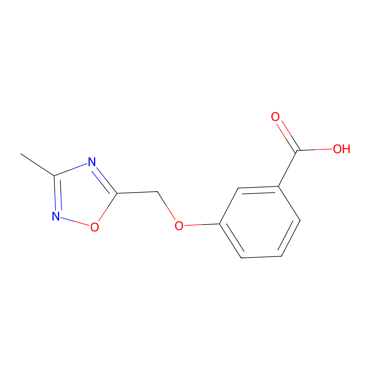 3-[(3-Methyl-1,2,4-oxadiazol-5-yl)methoxy]benzoic acid molecular structure, CAS 1042796-32-6