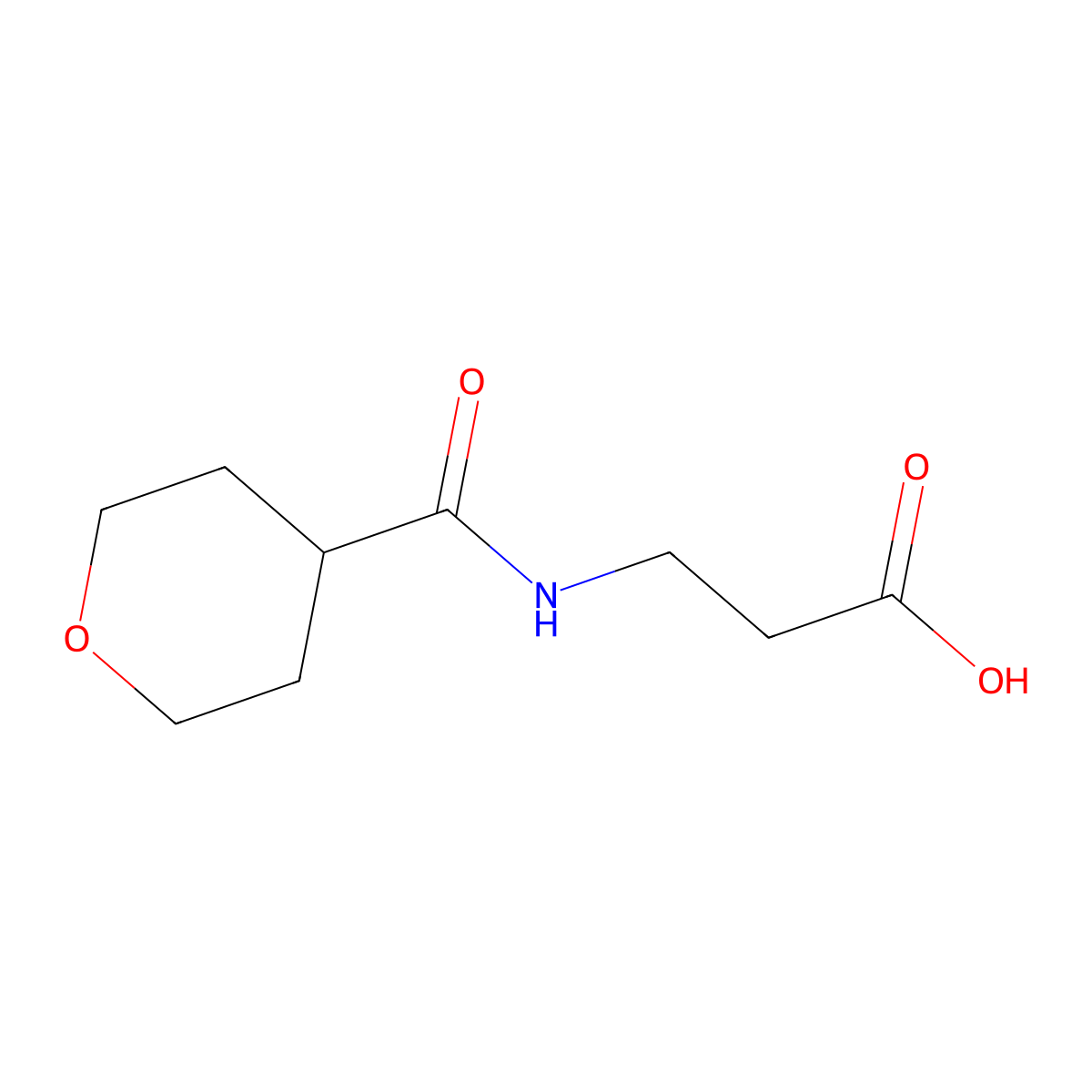 N-(Tetrahydro-2H-pyran-4-ylcarbonyl)-beta-alanine molecular structure, CAS 1042797-15-8