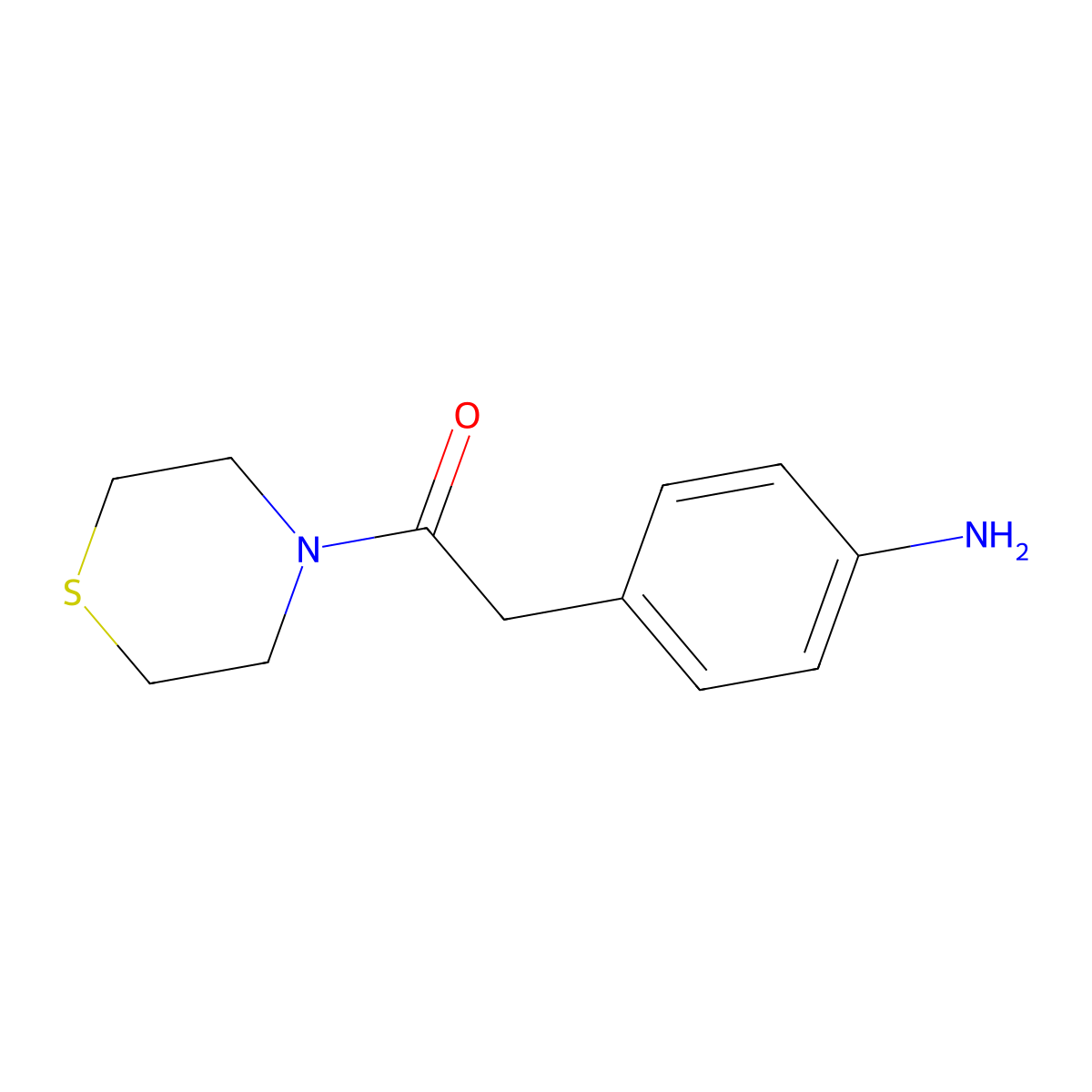 2-(4-Aminophenyl)-1-(thiomorpholin-4-yl)ethan-1-one molecular structure, CAS 1042798-09-3