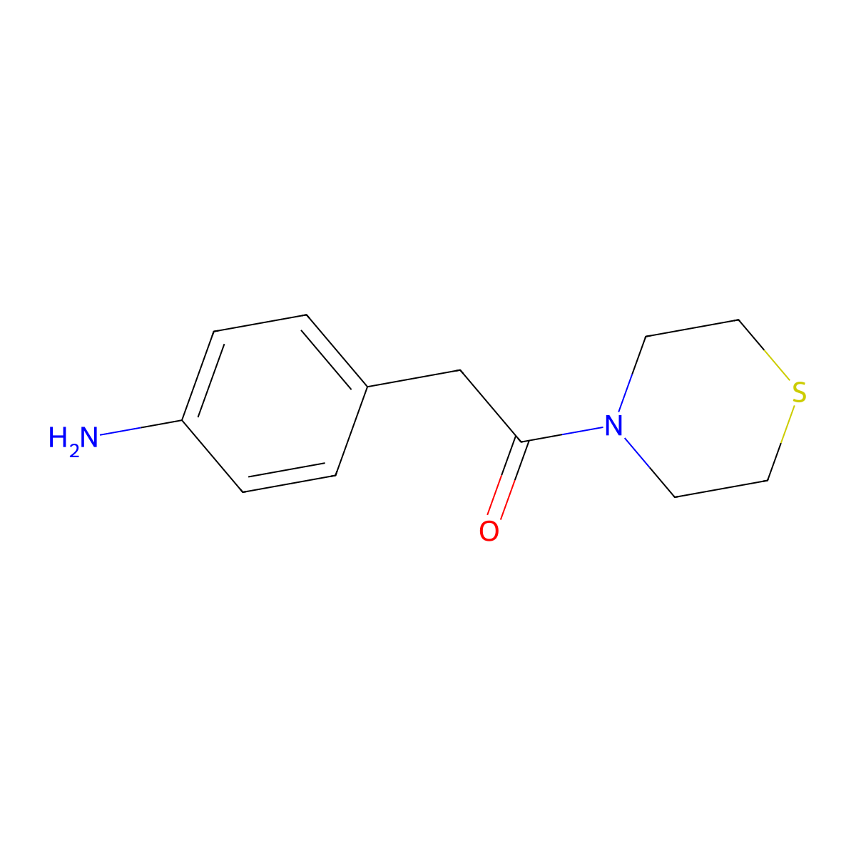 2-(4-Aminophenyl)-1-(thiomorpholin-4-yl)ethan-1-one molecular structure, CAS 1042798-09-3