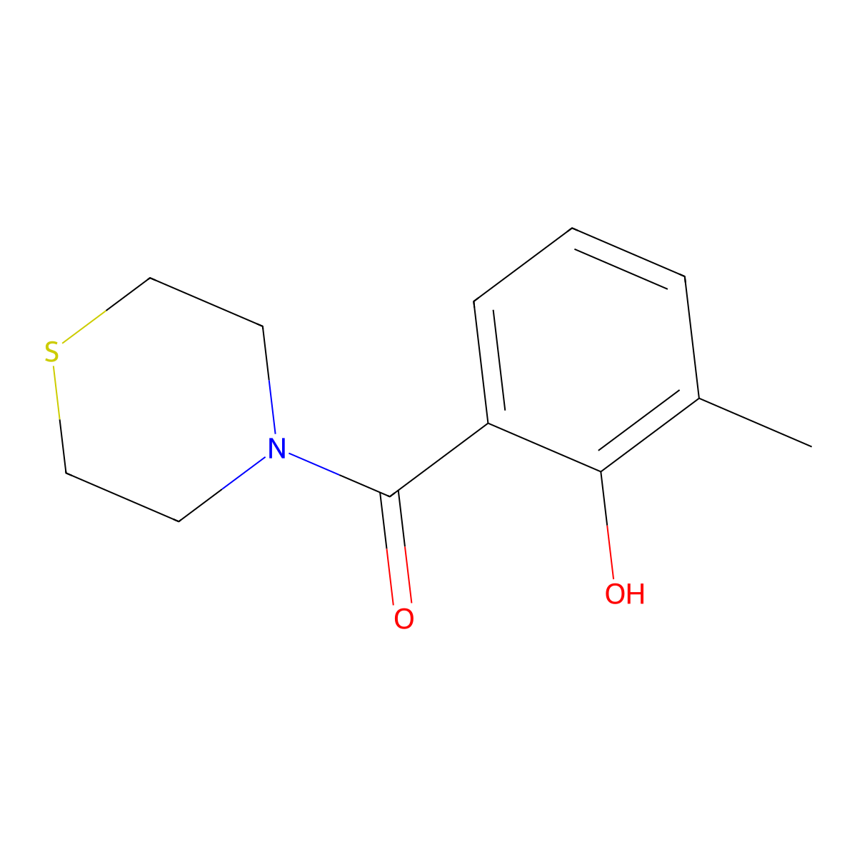 2-Methyl-6-(thiomorpholine-4-carbonyl)phenol molecular structure, CAS 1042803-11-1