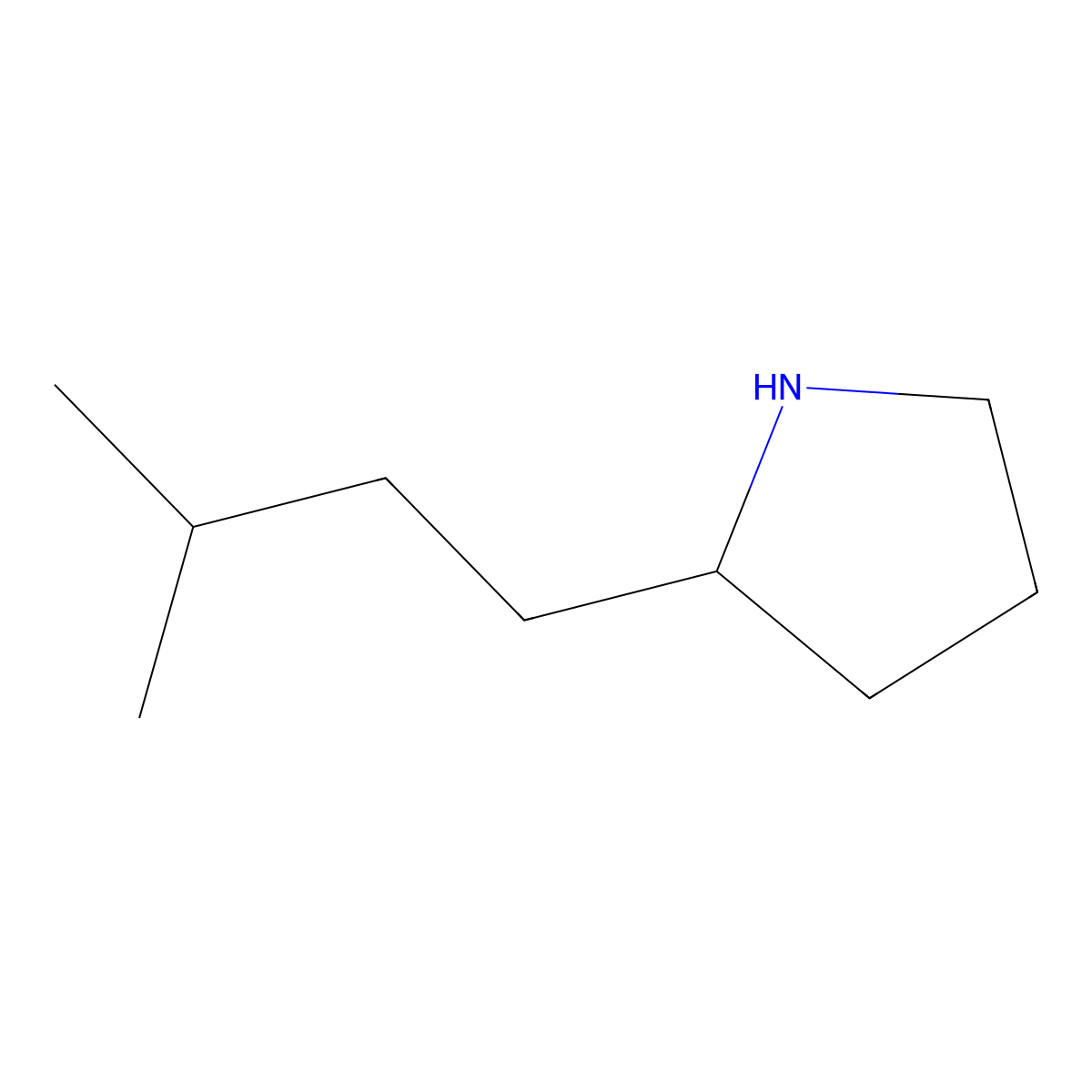 2-(3-Methylbutyl)pyrrolidine molecular structure, CAS 1042807-69-1