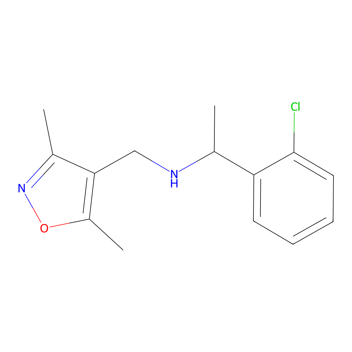 1-(2-Chlorophenyl)-N-((3,5-dimethylisoxazol-4-yl)methyl)ethan-1-amine molecular structure, CAS 1042809-64-2