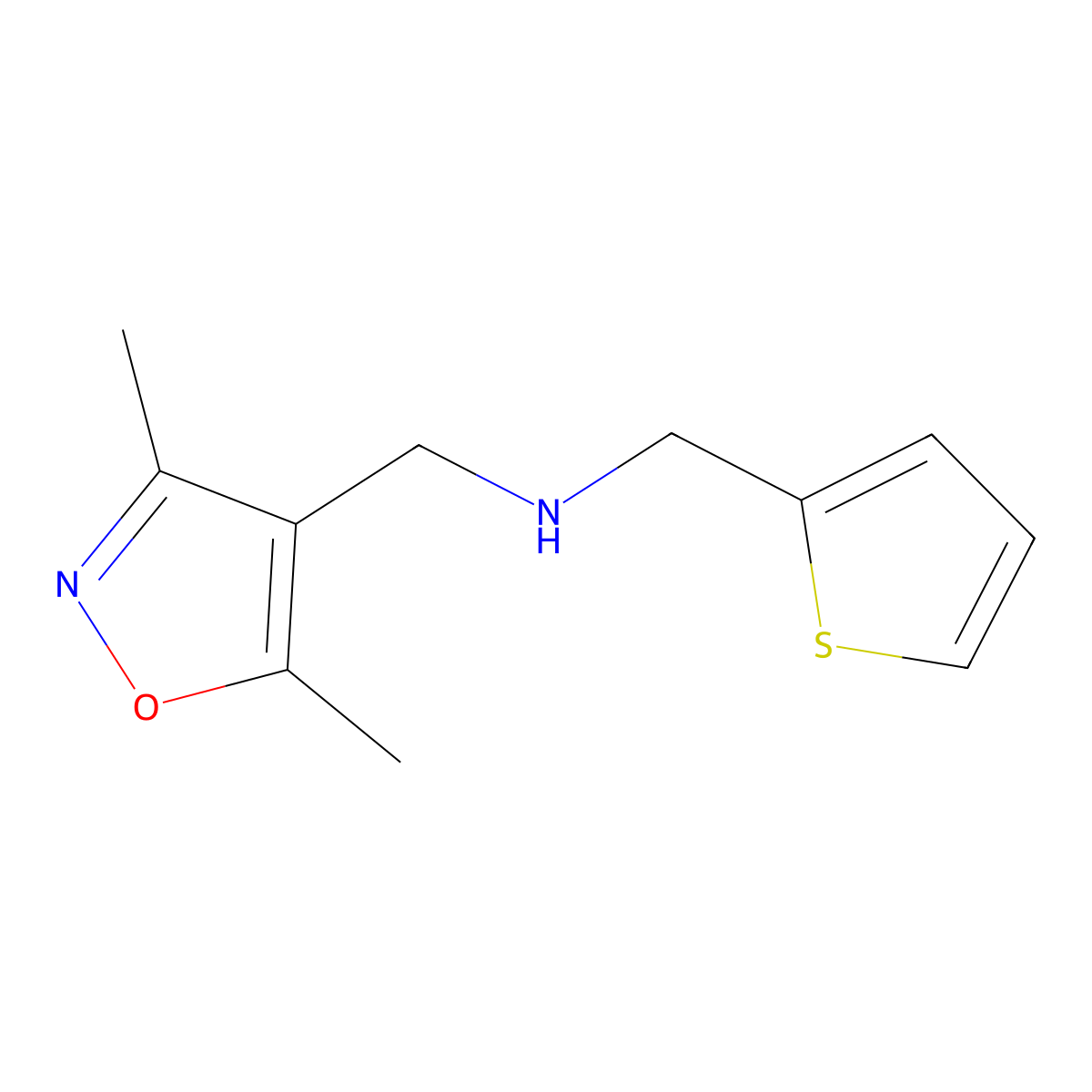 [(Dimethyl-1,2-oxazol-4-yl)methyl][(thiophen-2-yl)methyl]amine molecular structure, CAS 1042812-05-4