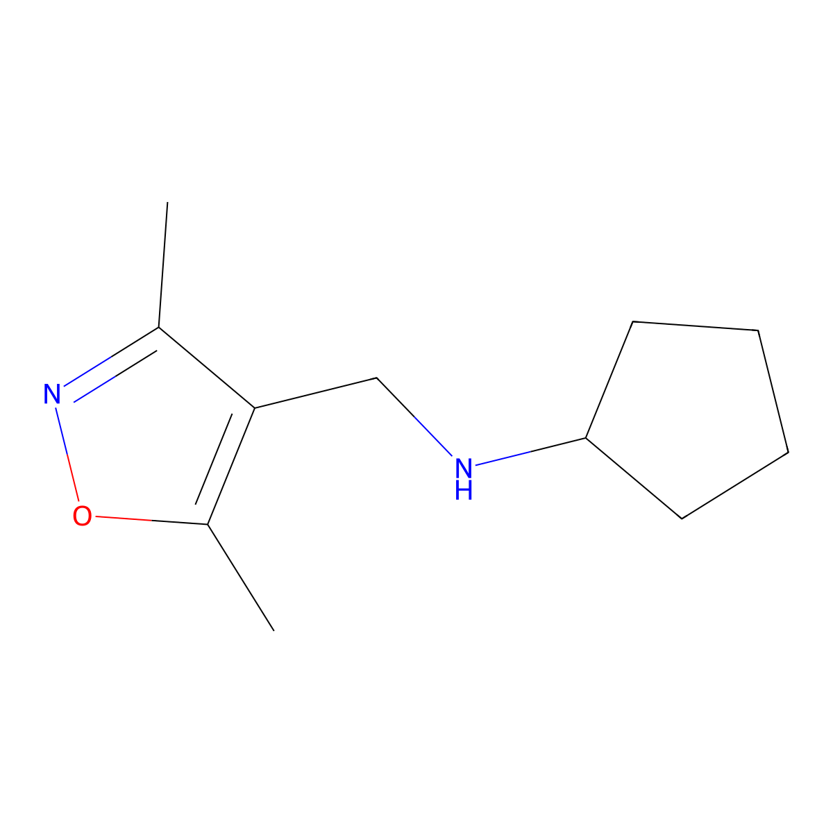 N-[(3,5-dimethyl-1,2-oxazol-4-yl)methyl]cyclopentanamine molecular structure, CAS 1042814-82-3