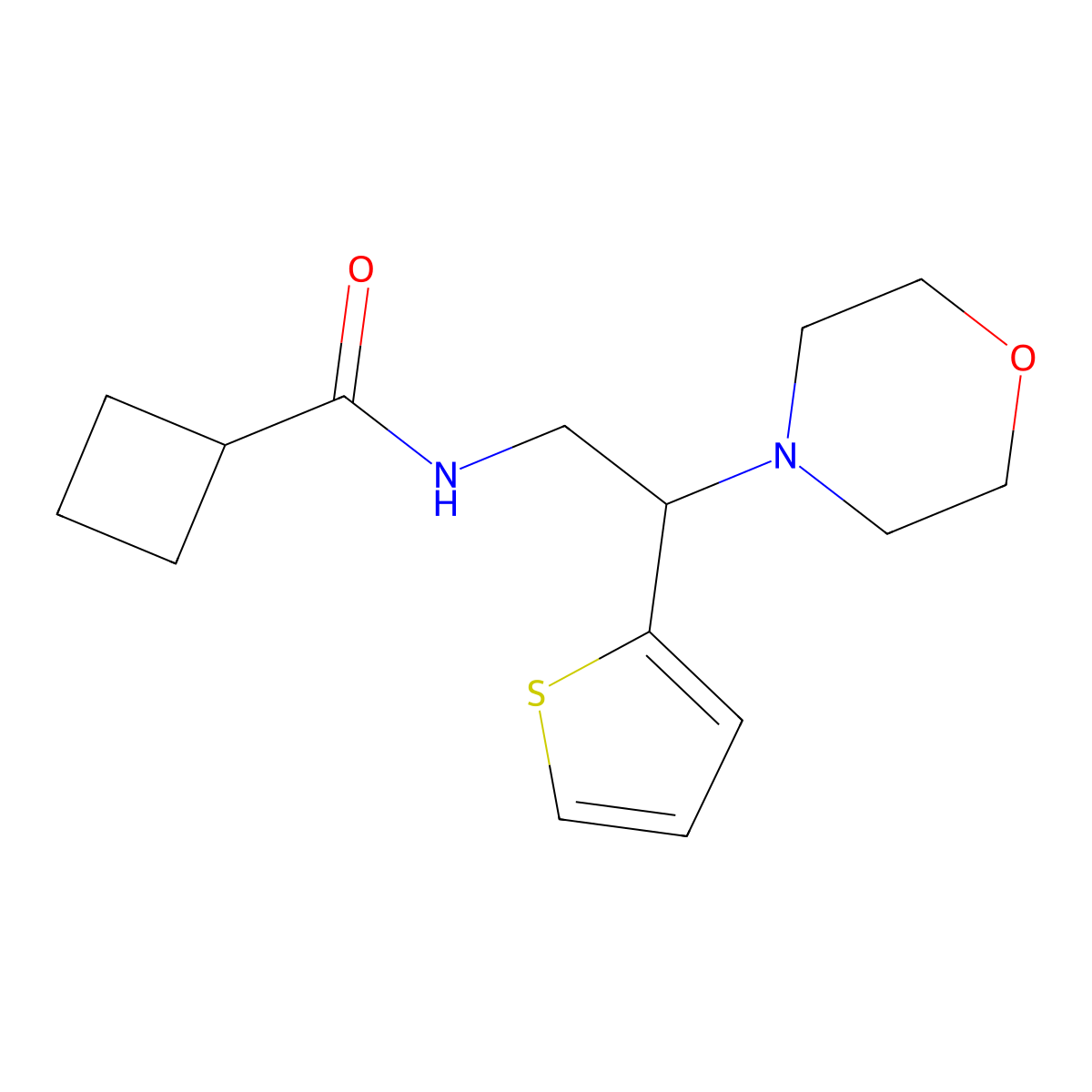 N-(2-morpholino-2-(thiophen-2-yl)ethyl)cyclobutanecarboxamide molecular structure, CAS 1042821-53-3
