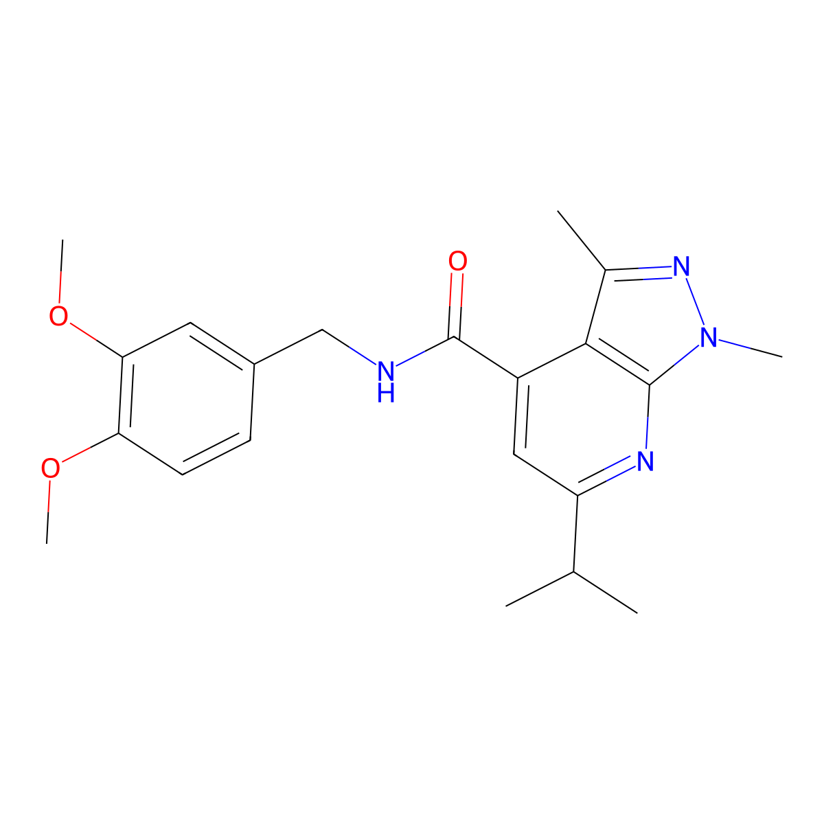 N~4~-(3,4-dimethoxybenzyl)-6-isopropyl-1,3-dimethyl-1H-pyrazolo[3,4-b]pyridine-4-carboxamide molecular structure, CAS 1042844-76-7