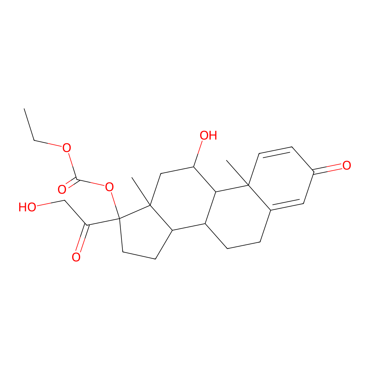 (11beta)-17-((Ethoxycarbonyl)oxy)-11,21-dihydroxypregna-1,4-diene-3,20-dione molecular structure, CAS 104286-02-4