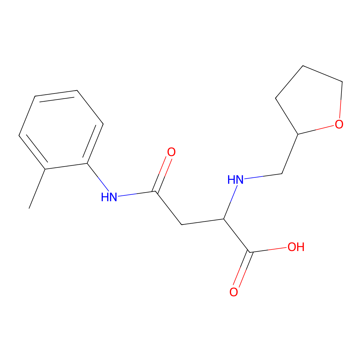 4-Oxo-2-(((tetrahydrofuran-2-yl)methyl)amino)-4-(o-tolylamino)butanoic acid molecular structure, CAS 1042905-85-0