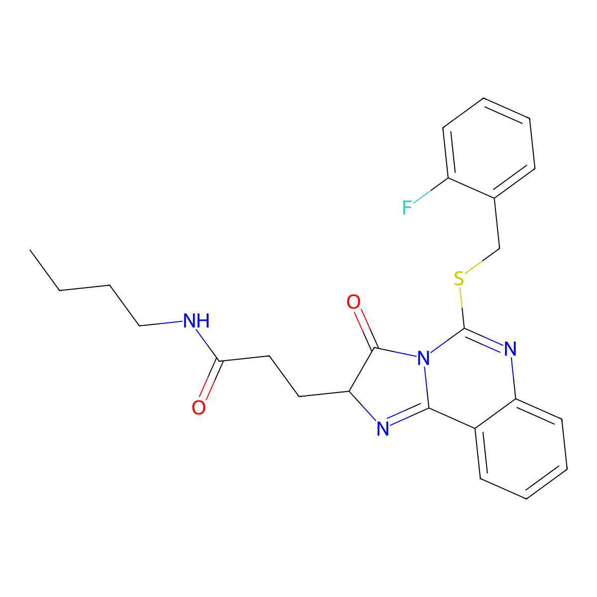 N-butyl-3-(5-{[(2-fluorophenyl)methyl]sulfanyl}-3-oxo-2H,3H-imidazo[1,2-c]quinazolin-2-yl)propanamide molecular structure, CAS 1042906-00-2