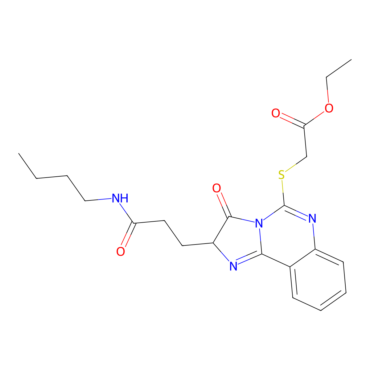 ethyl 2-({2-[2-(butylcarbamoyl)ethyl]-3-oxo-2H,3H-imidazo[1,2-c]quinazolin-5-yl}sulfanyl)acetate molecular structure, CAS 1042906-64-8