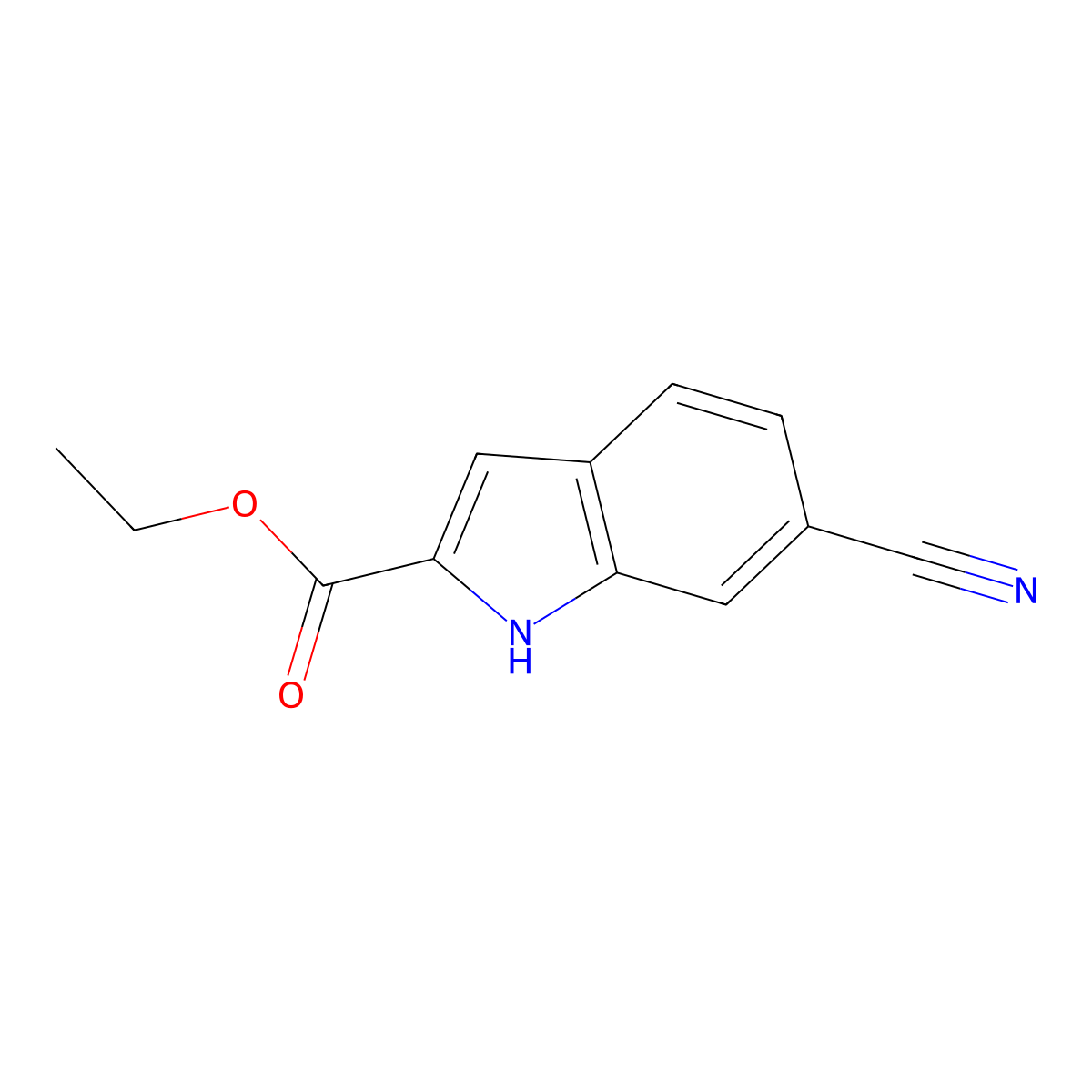 Ethyl 6-cyano-1H-indole-2-carboxylate molecular structure, CAS 104291-81-8