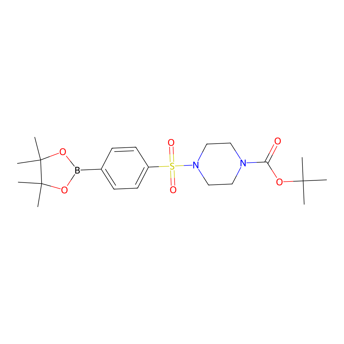 tert-Butyl 4-((4-(4,4,5,5-tetramethyl-1,3,2-dioxaborolan-2-yl)phenyl)sulfonyl)piperazine-1-carboxylate molecular structure, CAS 1042917-53-2
