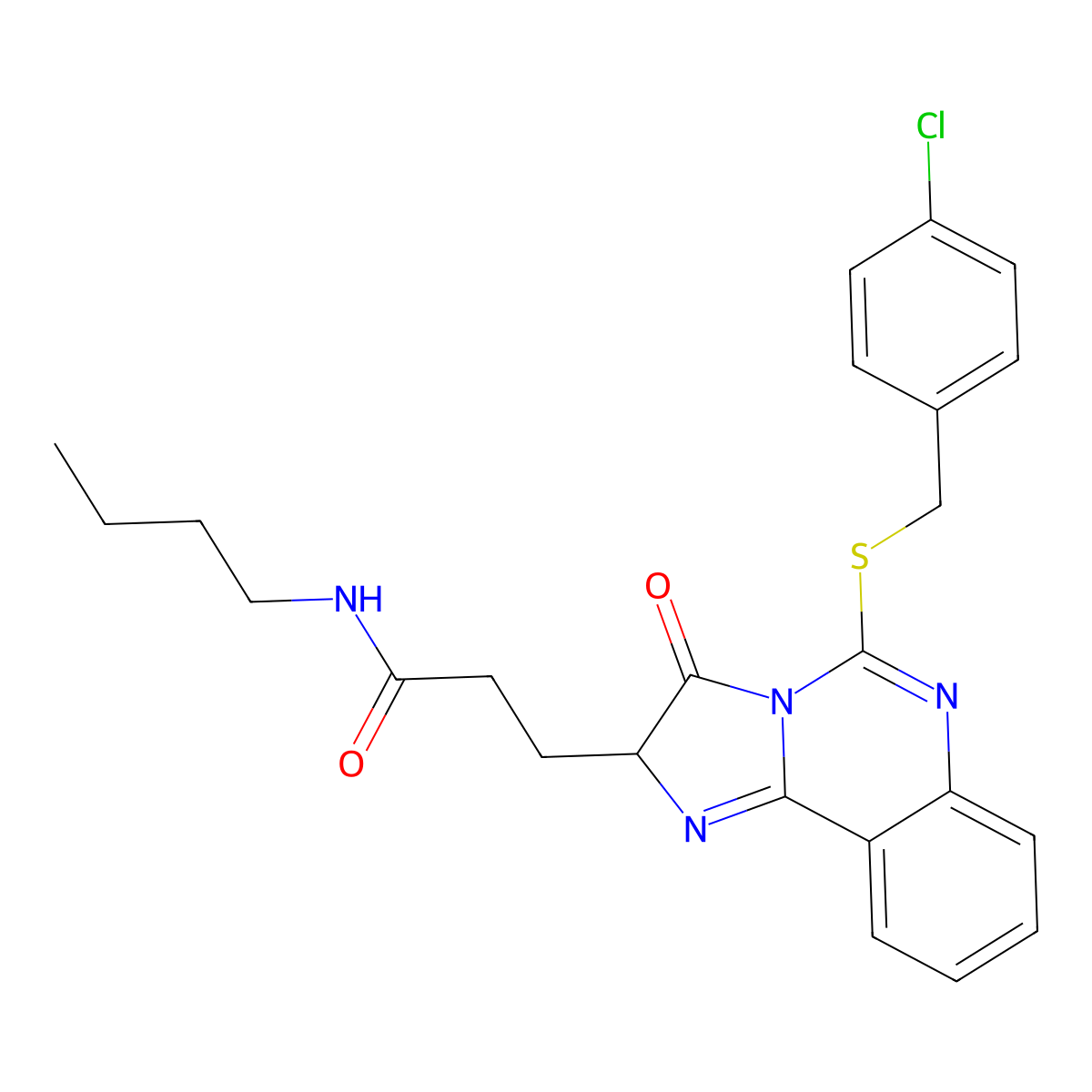 N-butyl-3-(5-{[(4-chlorophenyl)methyl]sulfanyl}-3-oxo-2H,3H-imidazo[1,2-c]quinazolin-2-yl)propanamide molecular structure, CAS 1042920-12-6