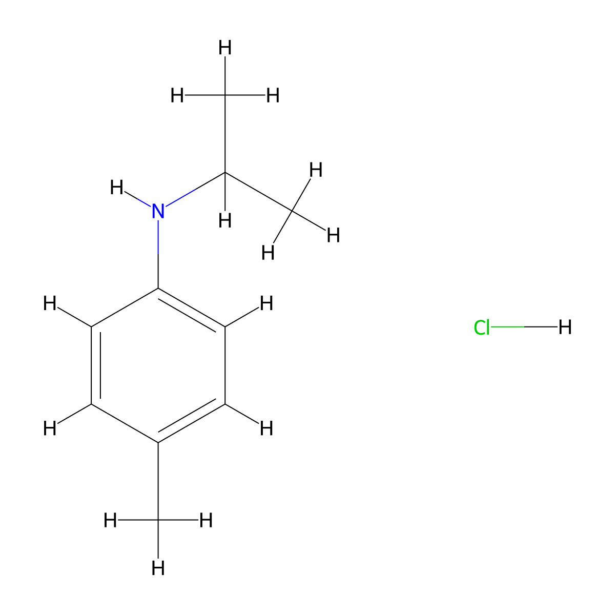 4-methyl-N-(propan-2-yl)aniline hydrochloride molecular structure, CAS 104294-53-3