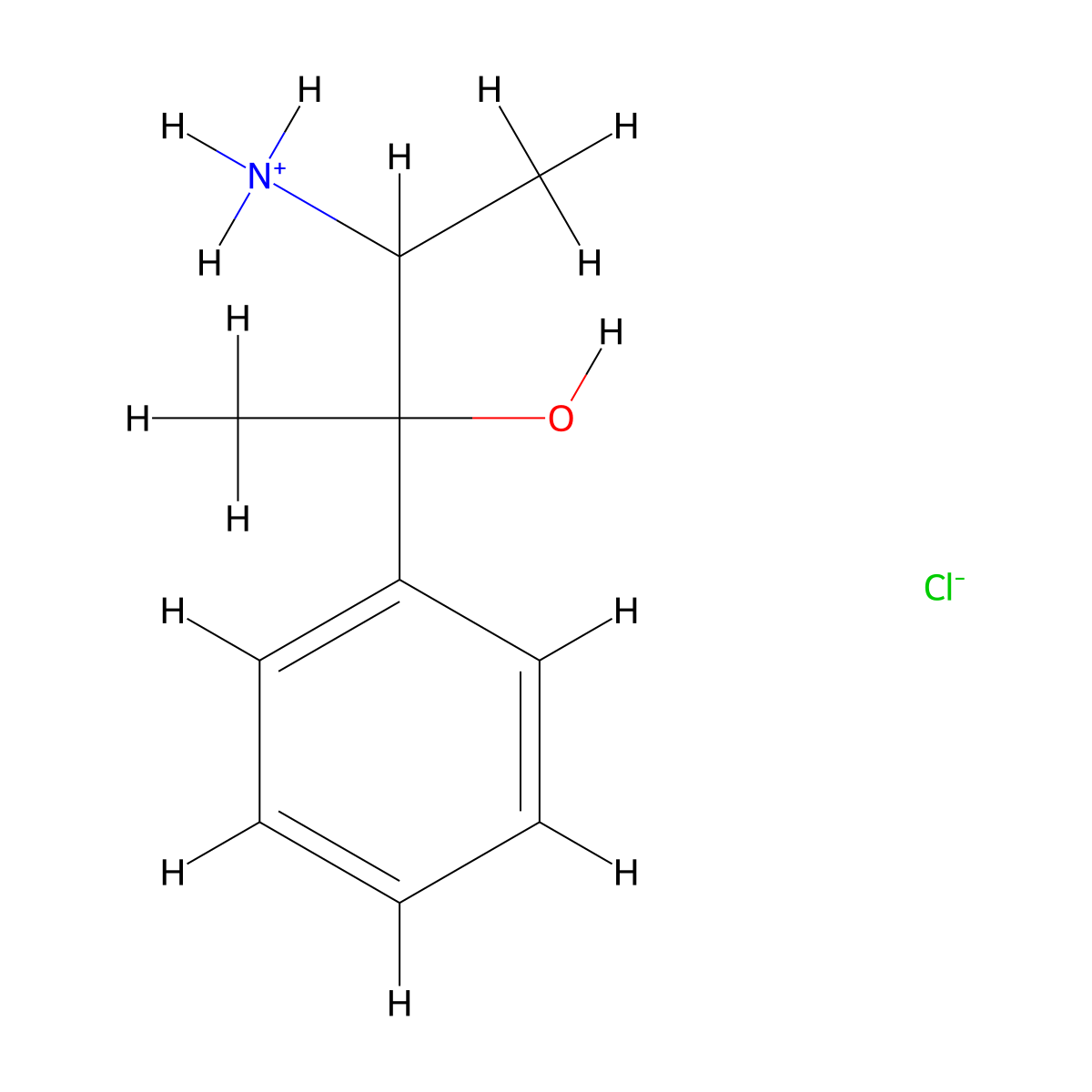 Benzenemethanol, alpha-(1-aminoethyl)-alpha-methyl-, hydrochloride (1:1) molecular structure, CAS 104294-61-3