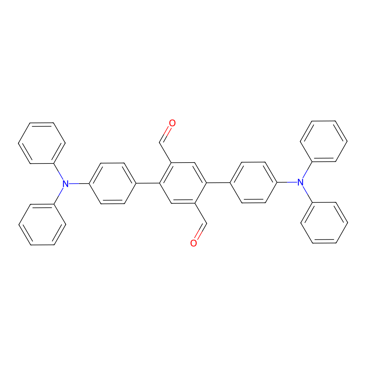 4,4''-Bis(diphenylamino)-[1,1':4',1''-terphenyl]-2',5'-dicarbaldehyde molecular structure, CAS 1042941-53-6