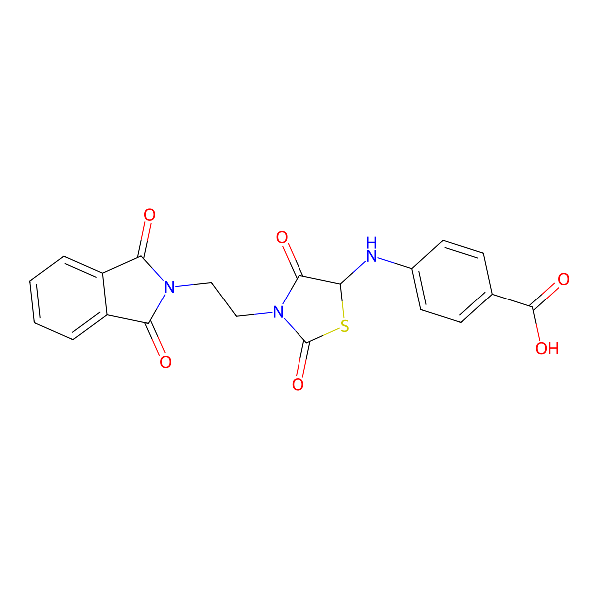 4-({3-[2-(1,3-dioxo-1,3-dihydro-2H-isoindol-2-yl)ethyl]-2,4-dioxo-1,3-thiazolidin-5-yl}amino)benzoic acid molecular structure, CAS 1042966-58-4