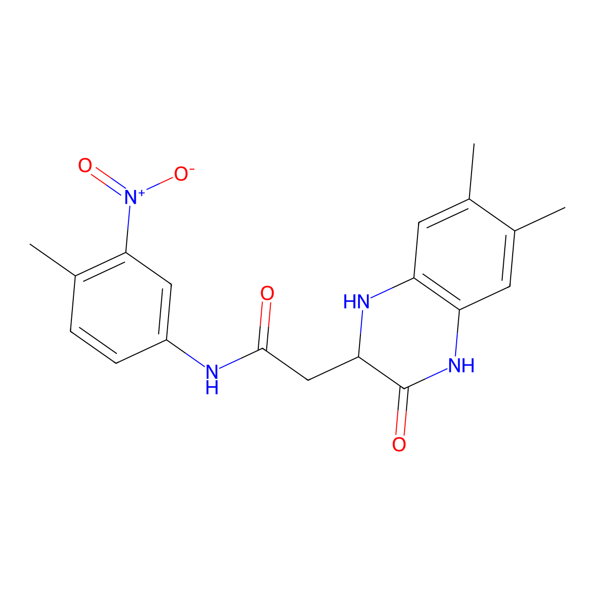 2-(6,7-dimethyl-3-oxo-1,2,3,4-tetrahydroquinoxalin-2-yl)-N-(4-methyl-3-nitrophenyl)acetamide molecular structure, CAS 1042967-98-5