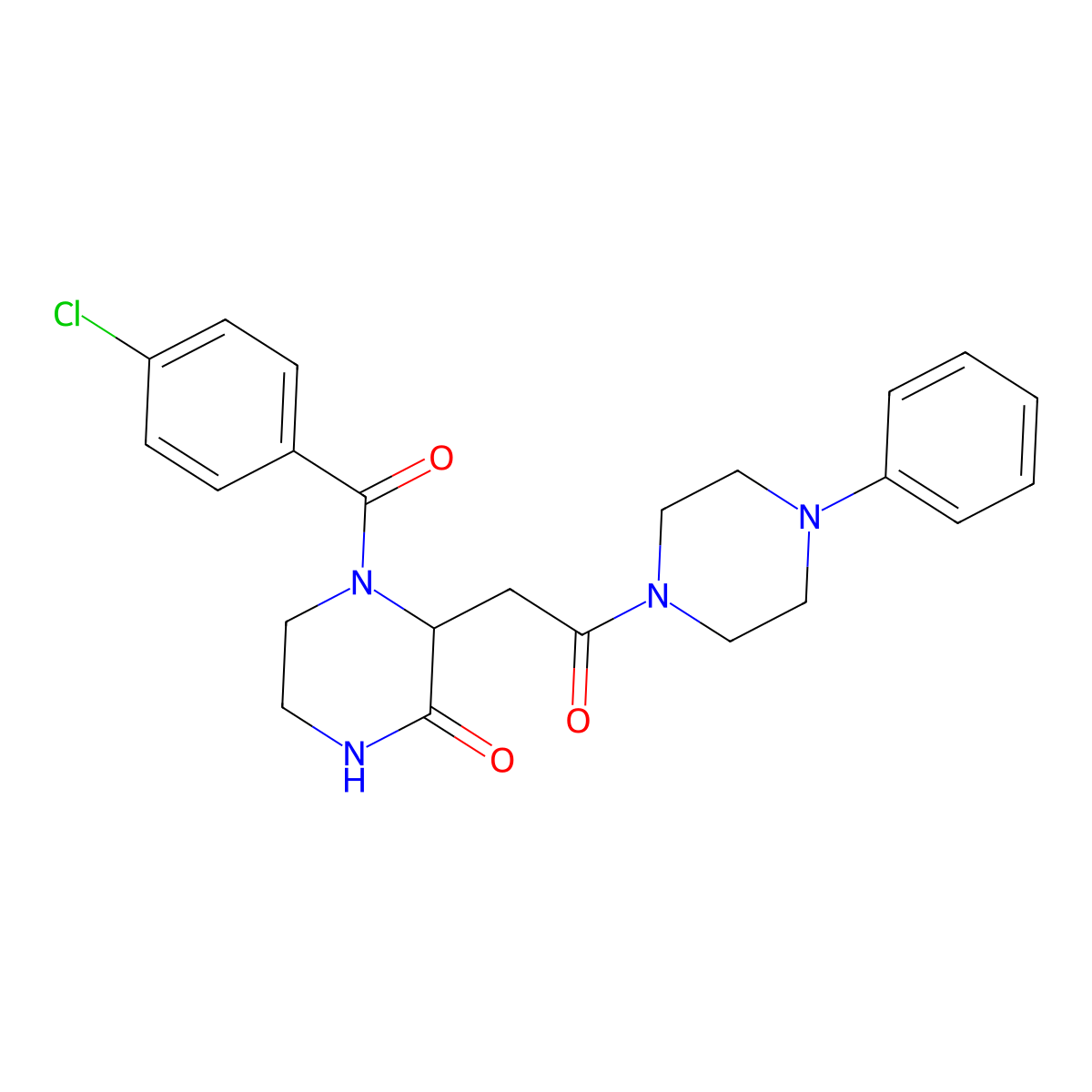 4-[(4-Chlorophenyl)carbonyl]-3-[2-oxo-2-(4-phenylpiperazin-1-yl)ethyl]piperazin-2-one molecular structure, CAS 1042972-85-9