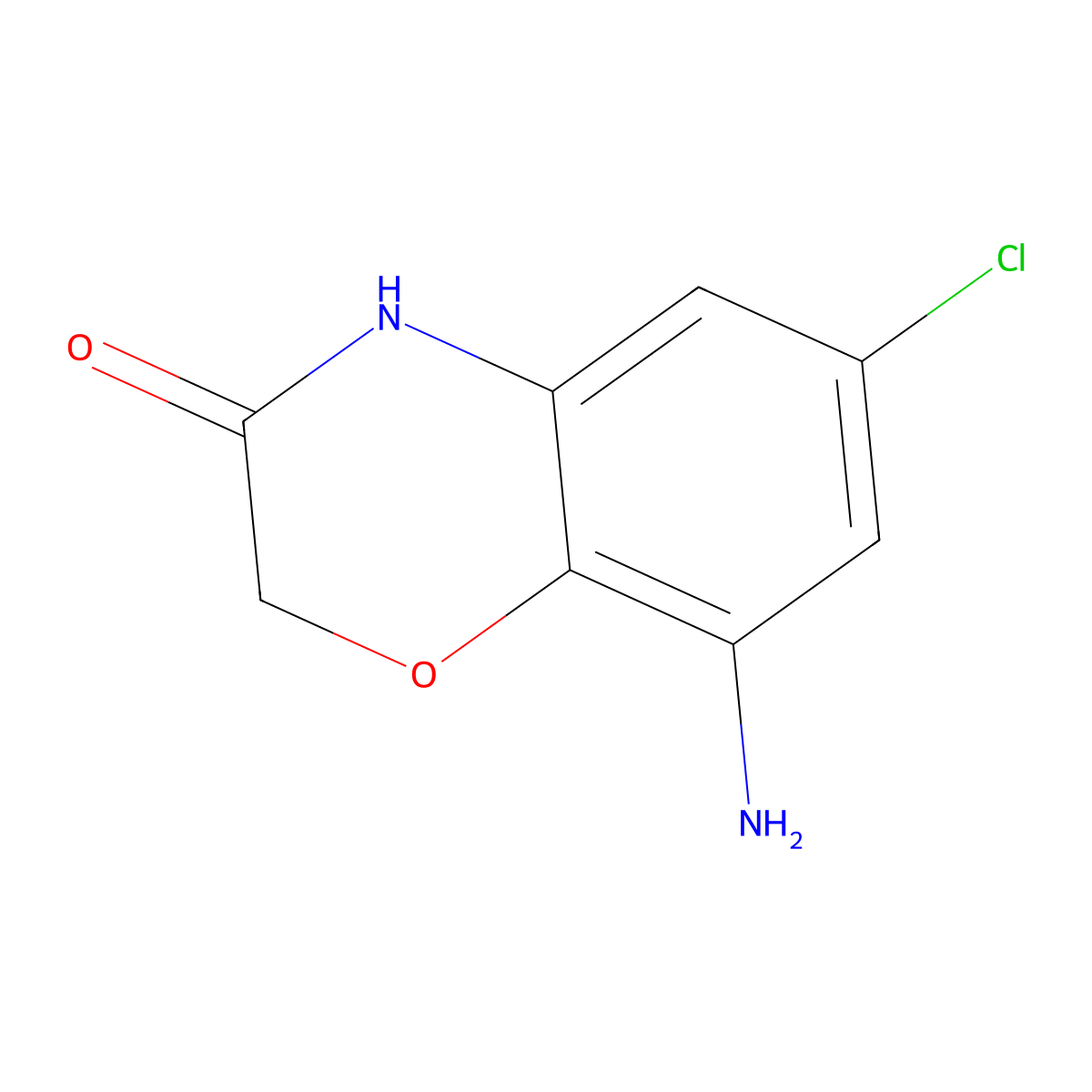 8-amino-6-chloro-3,4-dihydro-2H-1,4-benzoxazin-3-one molecular structure, CAS 1042973-67-0
