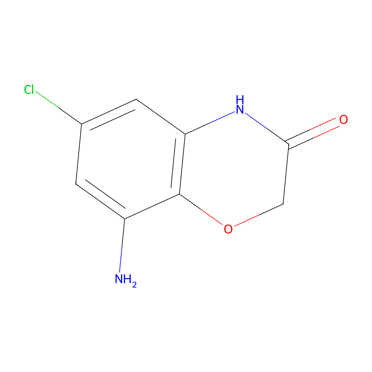 8-amino-6-chloro-3,4-dihydro-2H-1,4-benzoxazin-3-one molecular structure, CAS 1042973-67-0