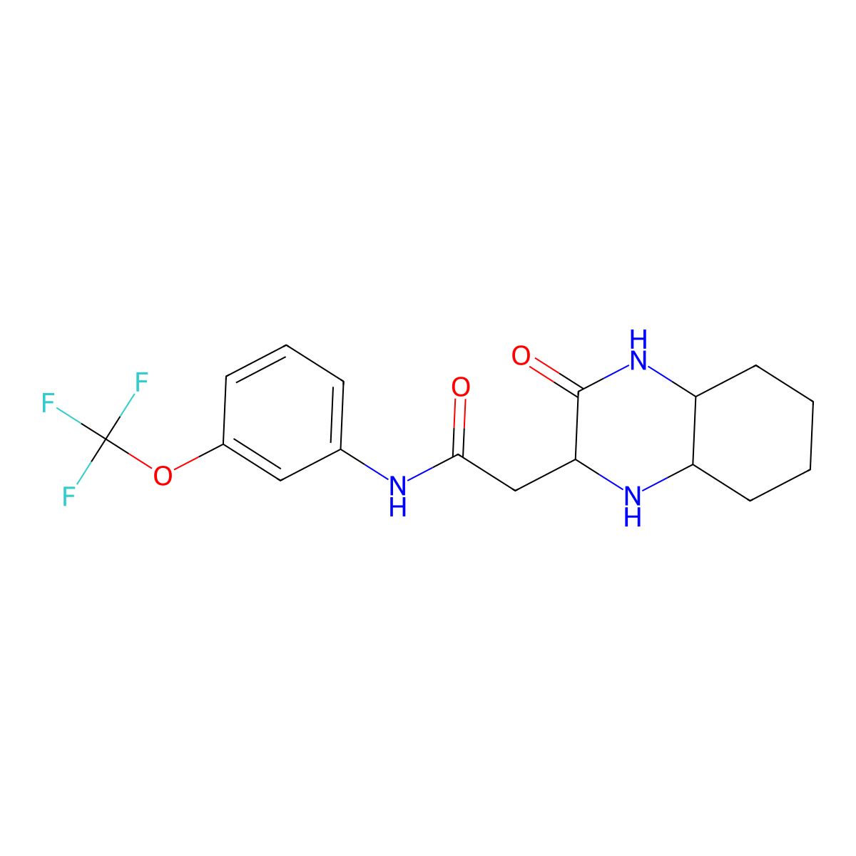 2-(3-oxodecahydroquinoxalin-2-yl)-N-(3-(trifluoromethoxy)phenyl)acetamide molecular structure, CAS 1042973-93-2