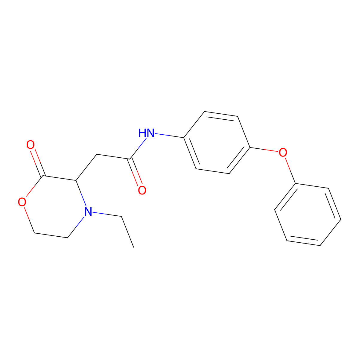 2-(4-ethyl-2-oxomorpholin-3-yl)-N-(4-phenoxyphenyl)acetamide molecular structure, CAS 1042973-98-7