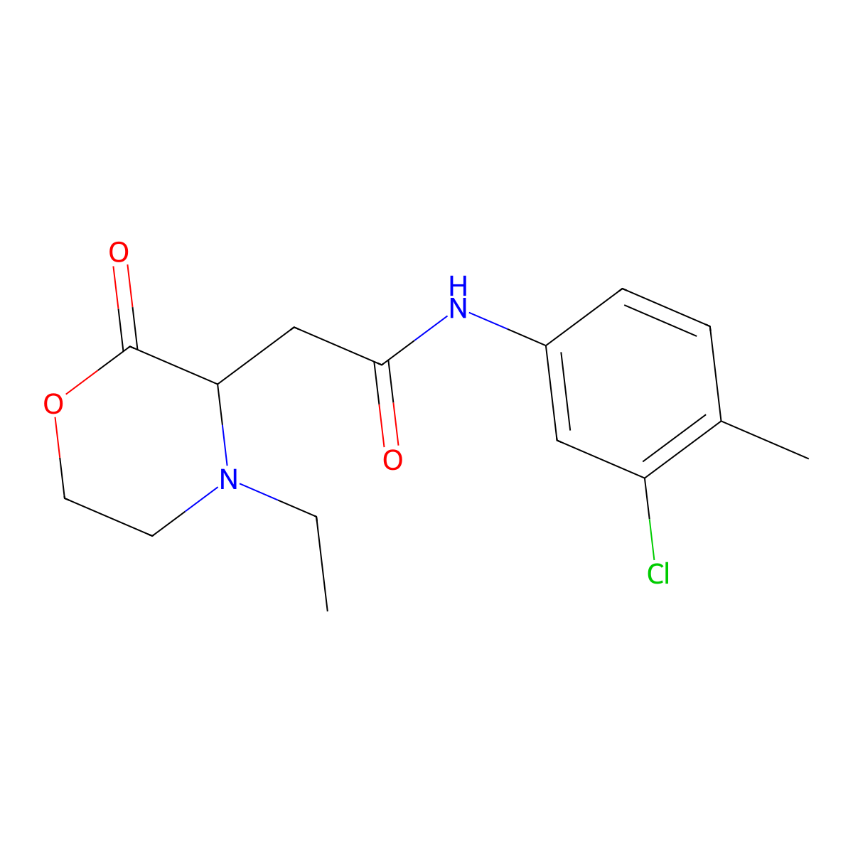 N-(3-chloro-4-methylphenyl)-2-(4-ethyl-2-oxomorpholin-3-yl)acetamide molecular structure, CAS 1042973-99-8