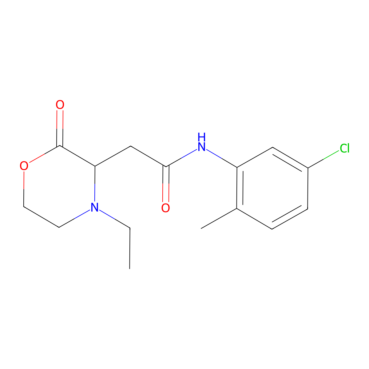 N-(5-chloro-2-methylphenyl)-2-(4-ethyl-2-oxomorpholin-3-yl)acetamide molecular structure, CAS 1042974-01-5