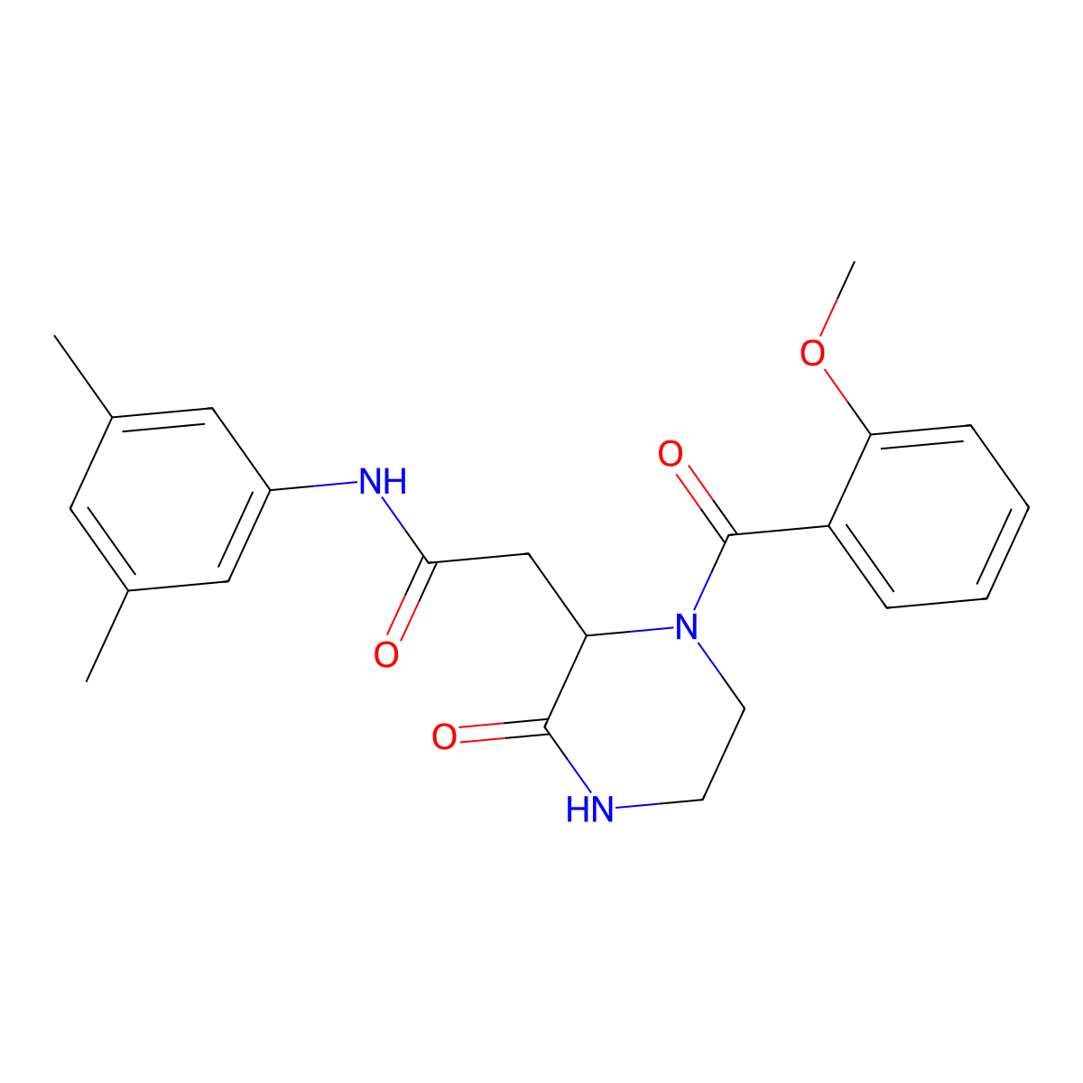 N-(3,5-dimethylphenyl)-2-[1-(2-methoxybenzoyl)-3-oxopiperazin-2-yl]acetamide molecular structure, CAS 1042974-02-6