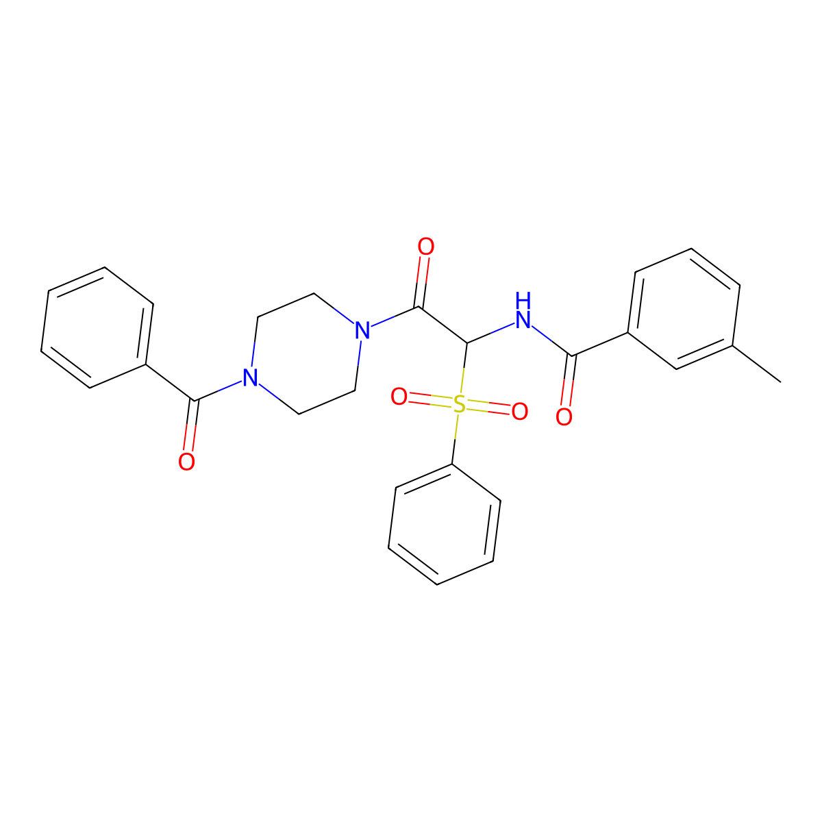 N-[2-(4-Benzoylpiperazin-1-YL)-1-(benzenesulfonyl)-2-oxoethyl]-3-methylbenzamide molecular structure, CAS 1042974-67-3