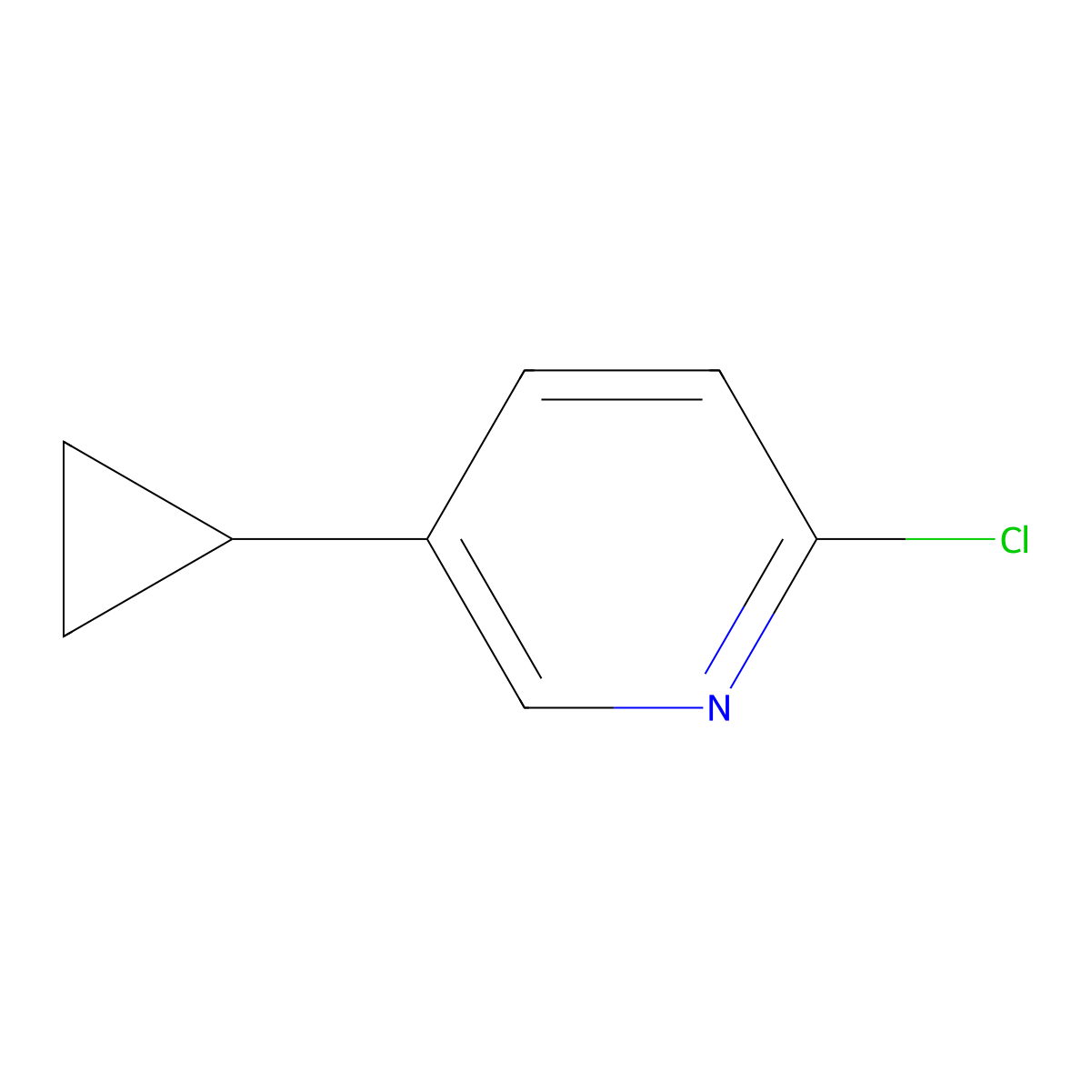 2-Chloro-5-cyclopropylpyridine molecular structure, CAS 1042986-18-4