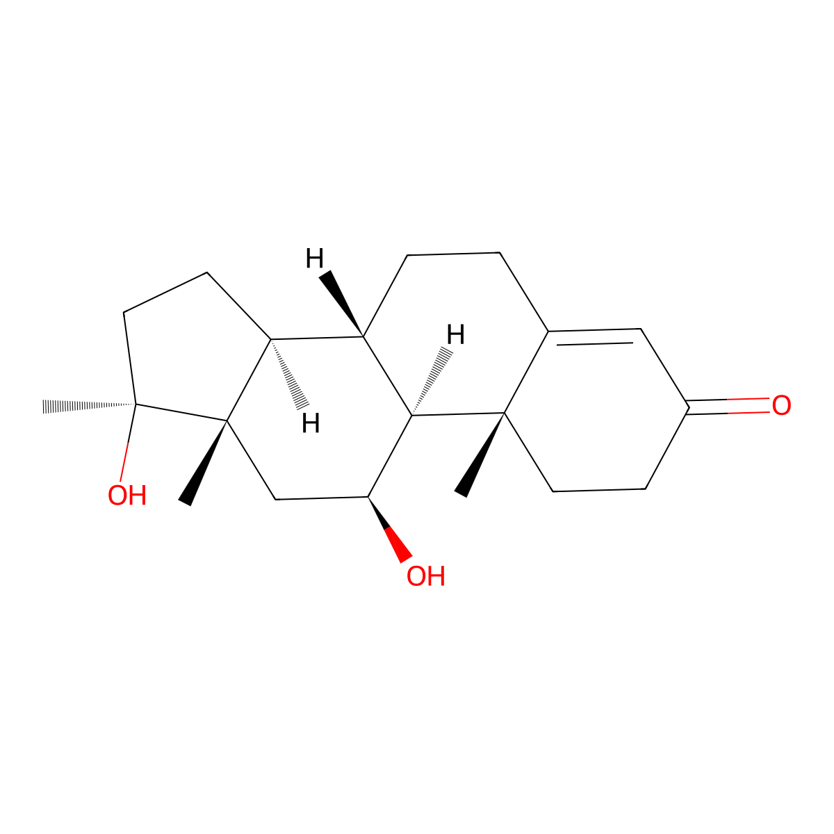Testosterone, 11beta-hydroxy-17-methyl- molecular structure, CAS 1043-10-3